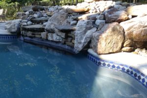 Focus on rock waterfall feature