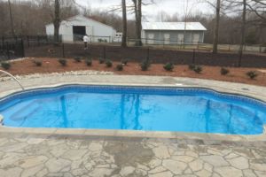 Swimming Pool with flagstone hardscape